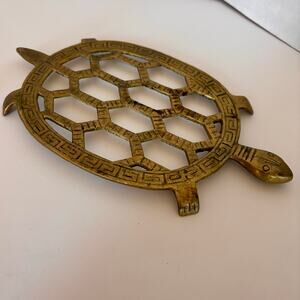 Vintage Brass Turtle Trivet by C.B.K. Ltd - 10" x 6" Mid Century Decor